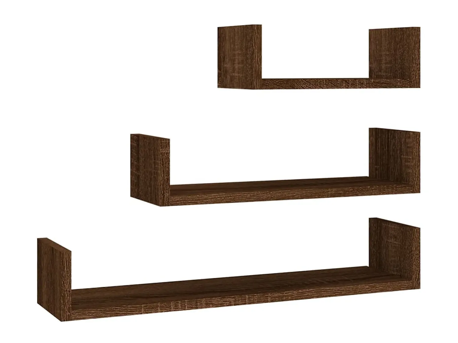 Clearance Prateleiras de parede 3 pcs derivados madeira carvalho PT405551 Castanho