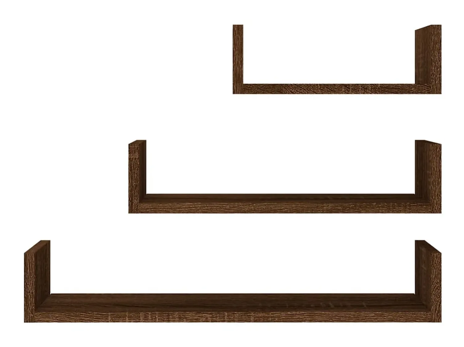 Clearance Prateleiras de parede 3 pcs derivados madeira carvalho PT405551 Castanho