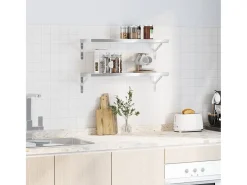 Prateleiras de parede 2 pcs 75x23,5 cm aço inoxidável PT454341^ Prateleira