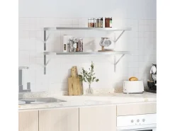 Prateleira| Prateleiras de parede 2 pcs 100x40x3 cm aço inoxidável PT716789 Prateado