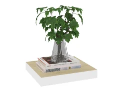 Prateleiras de parede 4 pcs 23x23,5x3,8cm MDF carvalho e branco PT551131^ Prateleira