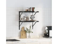 Prateleira* Prateleiras de parede 2 pcs 50x40 cm aço inoxidável prateado PT312341 Preto