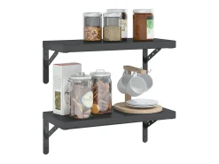 Prateleira| Prateleiras de parede 2 pcs 50x23,5x3cm aço inoxidável prateado PT100762 Preto