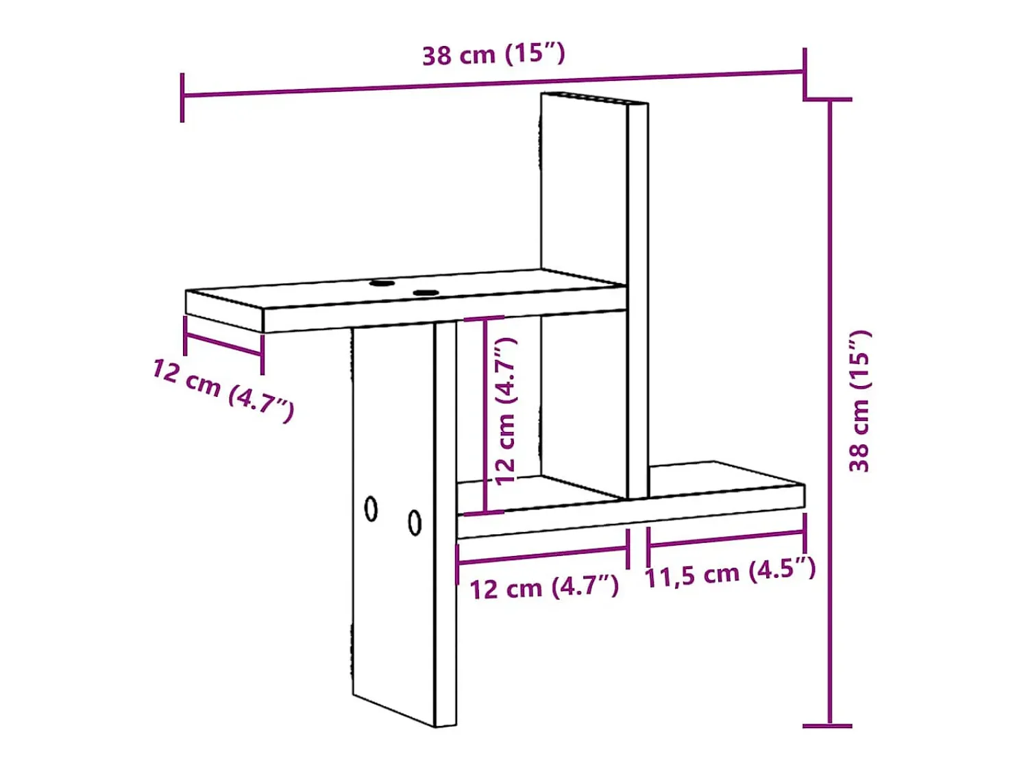 Prateleira*vidaxl Prateleiras de parede 2 pcs 38x12x38cm derivados madeira Branco