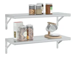 Online vidaxl Prateleiras de parede 2 pcs 75x30x3 cm aço inoxidável Prateado