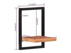 Discount vidaxl Prateleiras de parede 2 pcs 25x25x35 cm acácia maciça e aço Castanho