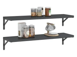 Prateleira*vidaxl Prateleiras de parede 2 pcs 100x30 cm aço inoxidável prateado Preto