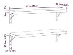 Prateleira*vidaxl Prateleiras de parede 2 pcs 75x23,5 cm aço inoxidável Prateado