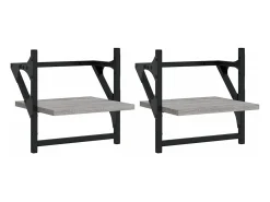 Prateleira|vidaxl Prateleiras de parede c/ barras 2 pcs 30x25x30 cm cinza sonoma Cinzento
