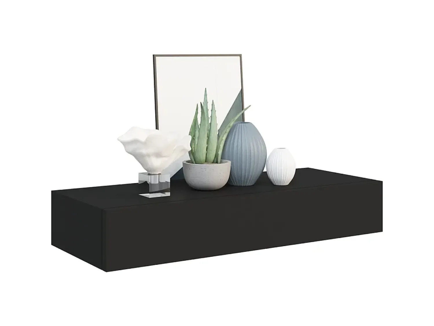 Prateleira* Prateleiras de parede c/ gavetas 2 pcs MDF 60x23,5x10 cm PT191609 Preto