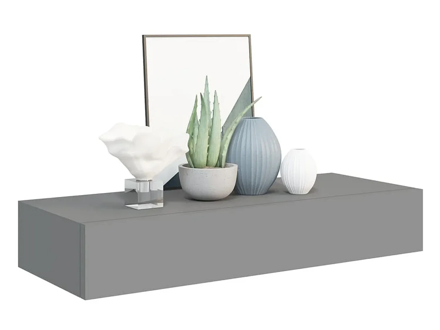 Prateleira| Prateleiras de parede c/ gavetas 2pcs MDF 60x23,5x10cm PT925172 Cinzento