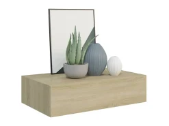 Prateleira* Prateleiras de parede c/ gavetas 2pcs MDF 40x23,5x10cm carvalho PT571016 Castanho