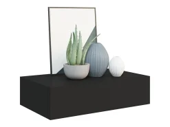 Prateleira| Prateleiras de parede com gavetas 2 pcs MDF 40x23,5x10 cm PT349680 Preto