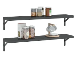 Prateleira*vidaxl Prateleiras de parede 2pcs 100x23,5 cm aço inoxidável prateado Preto