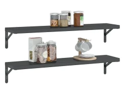 Prateleira*vidaxl Prateleiras de parede 2pcs 100x23,5x3cm aço inoxidável prateado Preto