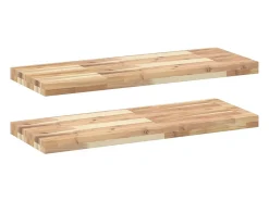 Prateleira| Prateleiras flutuantes 2pcs 80x30x4cm acácia maciça não tratada PT635621 Castanho