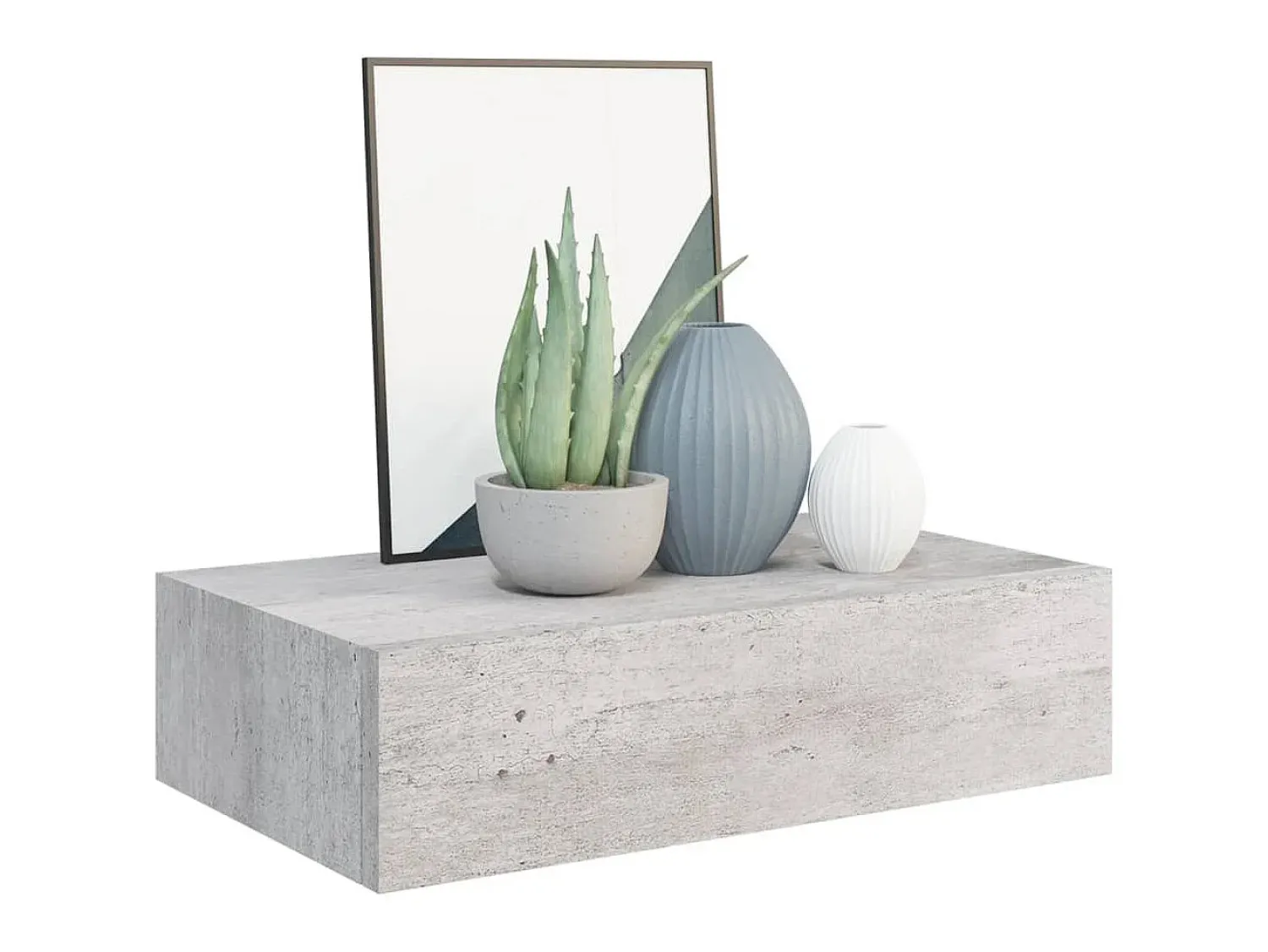 Prateleira| Prateleiras parede + gavetas 2 pcs MDF 40x23,5x10 cm cinza cim. PT974404 Cinzento