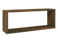 Prateleira* Prateleiras parede 4 pcs madeira processada 60x15x23 cm fumado PT176267 Castanho