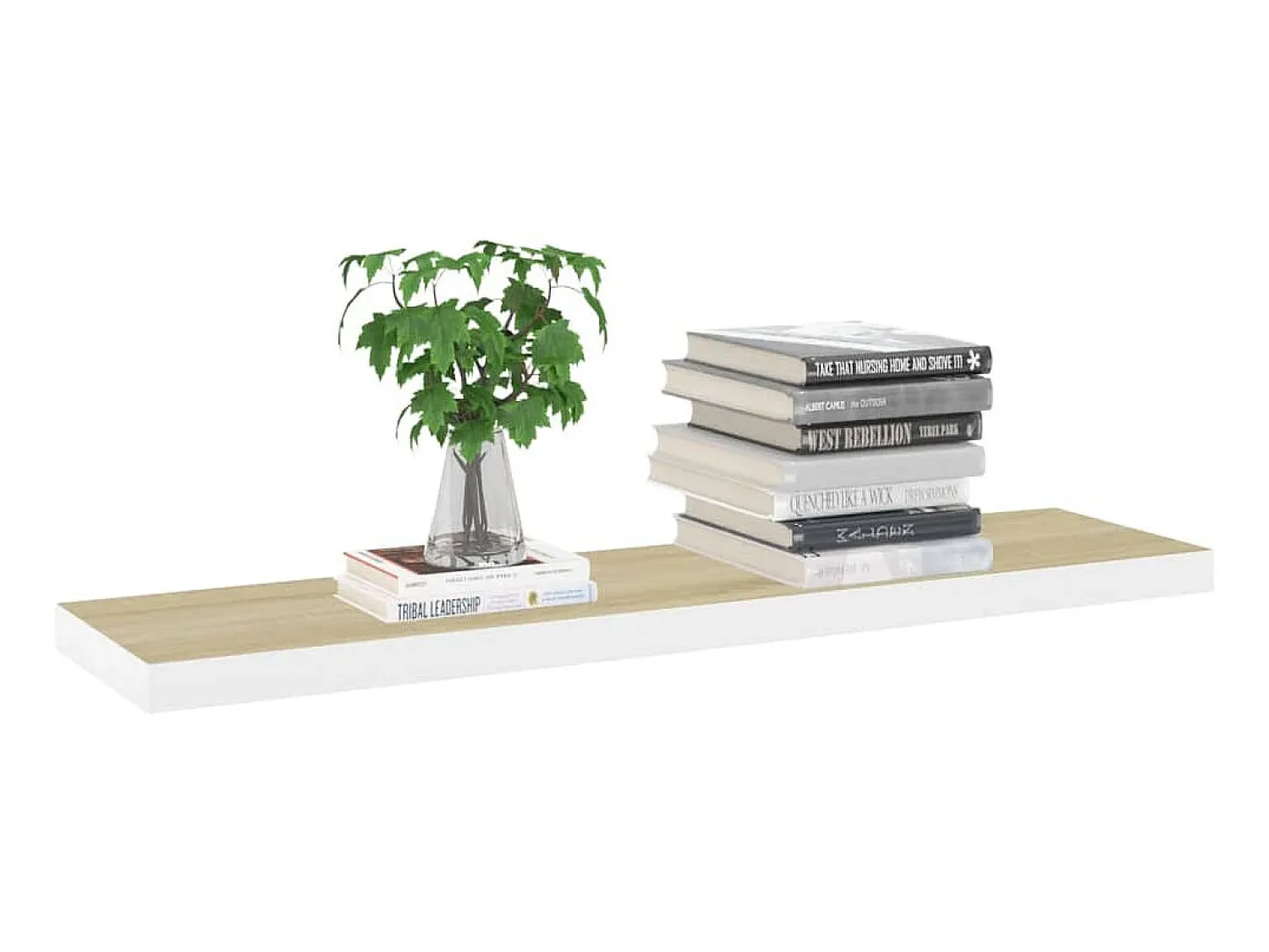 Outlet Prateleiras parede 2 pcs 120x23,5x3,8 cm MDF carvalho e branco PT490642 Castanho