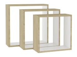 Prateleira| Prateleiras parede forma de cubo 3pcs cm /carvalho sonoma PT796440 Branco