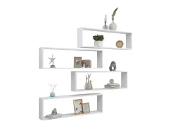 Prateleira| Prateleiras parede forma cubo 4pcs deriv. madeira 100x15x30 cm PT774944 Branco