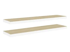 Prateleira* Prateleiras parede 2pcs 90x23,5x3,8 cm MDF cor carvalho/branco PT647309 Castanho