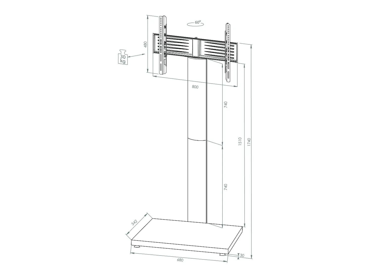 Móvel De Tv*VCM Pés de suporte de TV Onu Vidro preto A. 174 x L. 68 x P. 54 cm Multicor