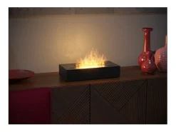 Lareira* Queimador a bioetanol com bancada em aço inoxidável mate 40cm Preto