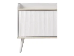 Móvel De Tv* Rack para TV baixo com gavetas, Rack para TV moderno com duas portas de correr, Cor branca e madeira Branco