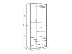 Skraut Home Roupeiro aberto, 60x35x145cm, Para quarto, dormitório, Barra e Prateleira, Carvalho^ Móvel De Entrada