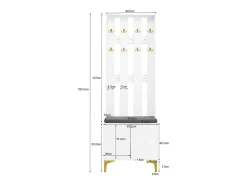 Móvel De Entrada|Hauss Spole Roupeiro com 2 portas, sapateira e almofada, ganchos, pés dourados 60,5x35,2x180,5cm Branco