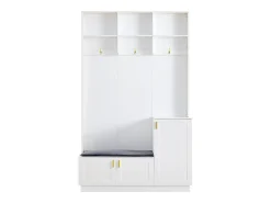 Móvel De Entrada*Hauss Spole Roupeiro com 3 portas, 3 ganchos e arrumação aberta, 120x40x200 cm Branco