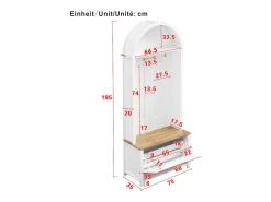 Móvel De Entrada*Hauss Spole Roupeiro e natural com porta e ganchos dourados, design em arco 75x35x195cm Branco