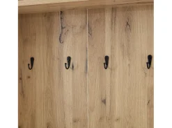 Móvel De Entrada*Hauss Spole Roupeiro branco e natural com 2 portas, 5 prateleiras e ganchos, tampo em madeira granulada 75x33x180cm Natural claro