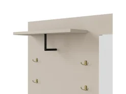 Móvel De Entrada|Hauss Spole Roupeiro com 2 portas, gaveta, espelho e almofada, material MDF 110x37x185,5 cm Bege