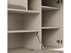 Móvel De Entrada|Hauss Spole Roupeiro com 2 portas, gaveta, espelho e almofada, material MDF 110x37x185,5 cm Bege