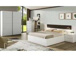 Outlet Dmora Roupeiro Dmace, Roupeiro de quarto com 2 portas de correr, Armário com varão e 2 prateleiras, 150x60h200 cm, Branco