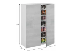 Móvel De Arrumação|Sapateira*Dmora Roupeiro multiusos Dlel, Armário auxiliar com 2 portas, Sapateira baixa com 6 prateleiras, Sapateira baixa, 70x36h103 cm, Cimento e Branco Cinzento