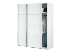 Móvel De Entrada*Dmora Roupeiro Ponce, Roupeiro de quarto com 2 portas de correr, Armário com varão e 2 prateleiras, 150x60h200 cm, Branco