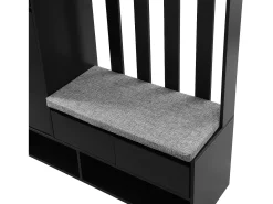 Móvel De Entrada*Hauss Spole Roupeiro com 3 gavetas, 1 porta, 4 ganchos e painel perfurado, 100 x 35 x 180 cm Preto