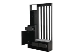 Móvel De Entrada*Hauss Spole Roupeiro com 3 gavetas, 1 porta, 4 ganchos e painel perfurado, 100 x 35 x 180 cm Preto