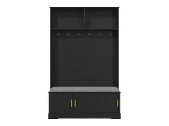 Móvel De Entrada*Hauss Spole Roupeiro com 3 portas, sapateira e 6 ganchos, simples e versátil 120×40×191 cm Preto