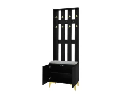 Móvel De Entrada*Hauss Spole Roupeiro com 2 portas, sapateira e almofada, ganchos, pés dourados 60,5x35,2x180,5cm Preto