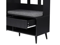 Discount Hauss Spole Roupeiro com 1 porta, 2 gavetas, 4 ganchos e 1 banco 100 x 35 x 180 cm Preto