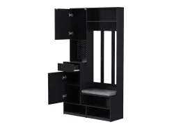 Discount Hauss Spole Roupeiro com 1 porta, 2 gavetas, 4 ganchos e 1 banco 100 x 35 x 180 cm Preto