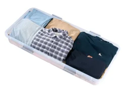 Sacos de Armazenamento SucceBuy sob a Cama com Rodinhas, Organizador de Sapatos sob a Cama 80,5x39,6x17,5 cm, Caixa de Armazenamento com Tampa^ Acessórios De Arrumação