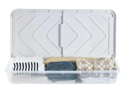 Best Sacos de Armazenamento SucceBuy sob a Cama com Rodinhas, Organizador de Sapatos sob a Cama de 101x51x15 cm, Caixa de Armazenamento com Tampa Transparente