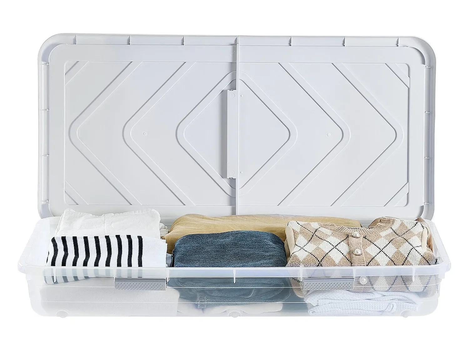 Best Sacos de Armazenamento SucceBuy sob a Cama com Rodinhas, Organizador de Sapatos sob a Cama de 101x51x15 cm, Caixa de Armazenamento com Tampa Transparente