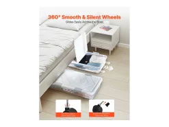 Best Sacos de Armazenamento SucceBuy sob a Cama com Rodinhas, Organizador de Sapatos sob a Cama de 101x51x15 cm, Caixa de Armazenamento com Tampa Transparente