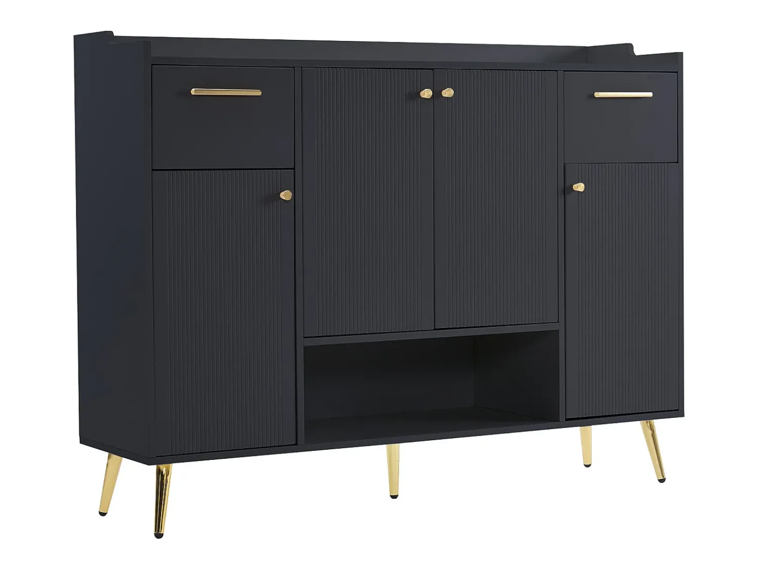 Móvel De Arrumação|Sapateira|ModernLuxe Sapateira - 2 gavetas + 4 portas + compartimento aberto - Preto